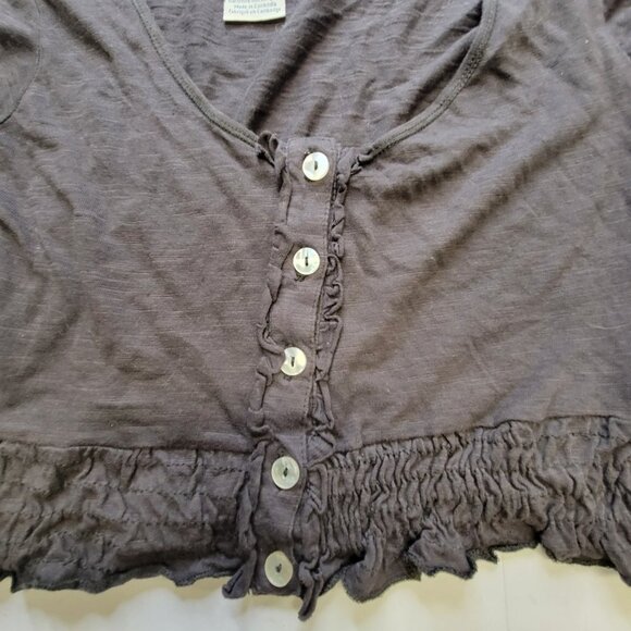 Grey Short Cotton Crop Top with Short Sleeve for Kids Teens Petite Women - XS/TP - Picture 5 of 10